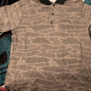 Celine Patterned Polo Shirt - Black and Gray